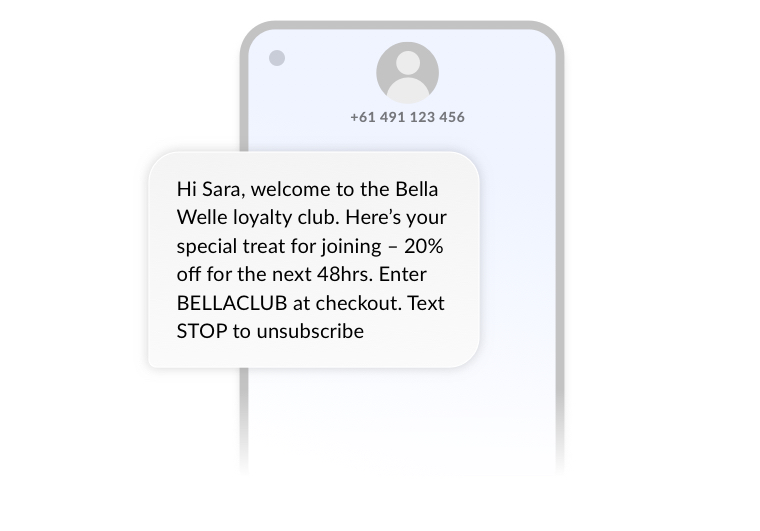 example of loyalty program welcome text message