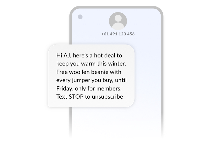 Example of discount text message from business